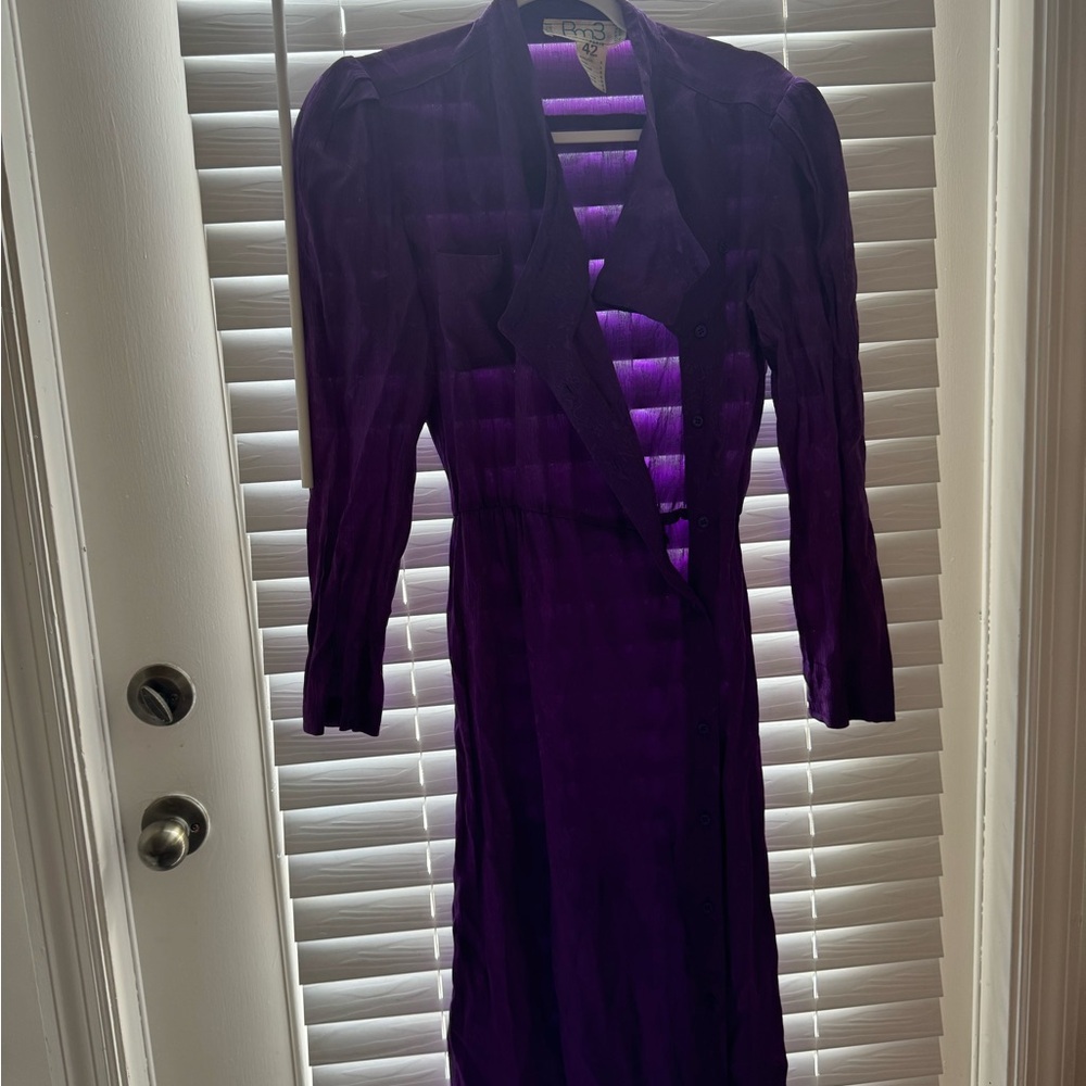 Purple Puff Sleeve Sheath Dress for Cocktail